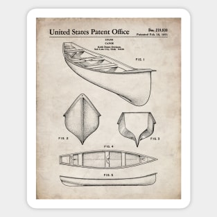 Canoe Patent - Kayak Art - Antique Sticker